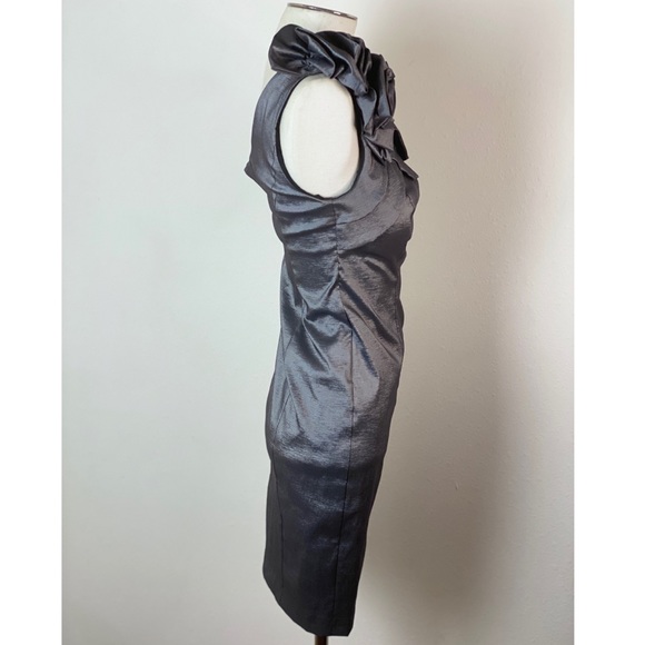 XSCAPE Petite Slate Single Shoulder Ruffle Mini - Picture 3 of 5